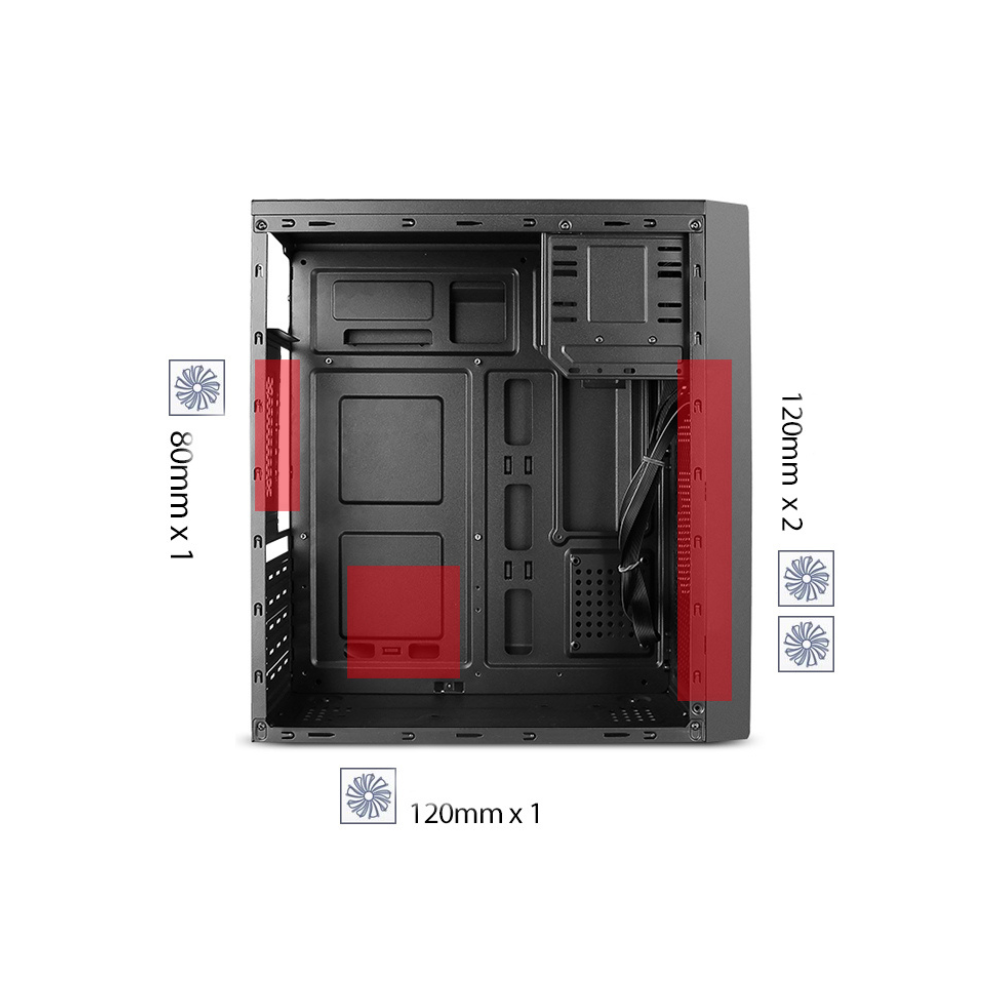 Gabinete Stylos CGAB2, Media Torre ATX, 500W, Negro STPGAC4B