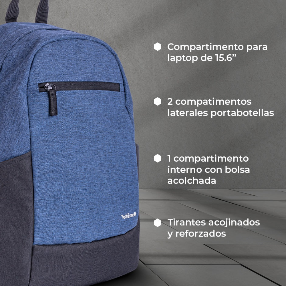 Mochila Backpack Tech Zone Azul TZLBP16 para Laptop de 15.6"