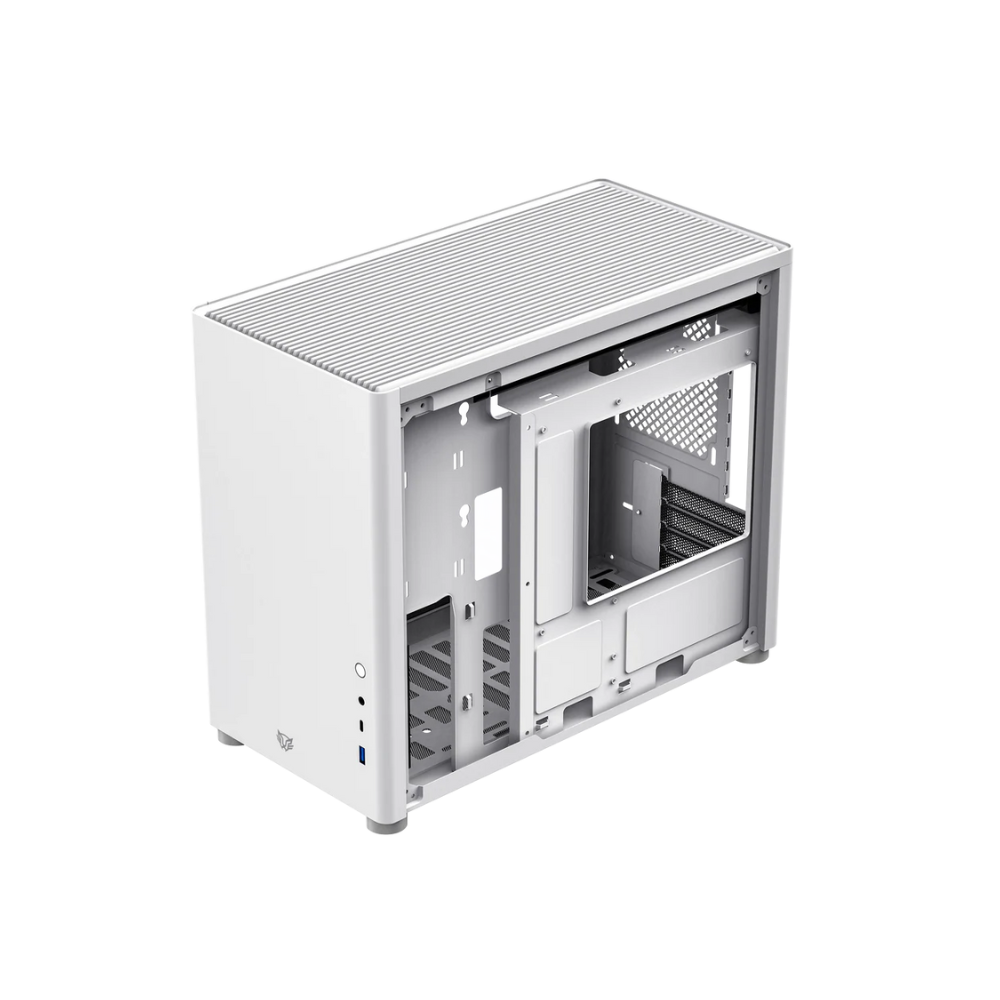 Gabinete Balam Rush Eris Frost GI985 Blanco Micro Torre Sin Fuente Con Cristal