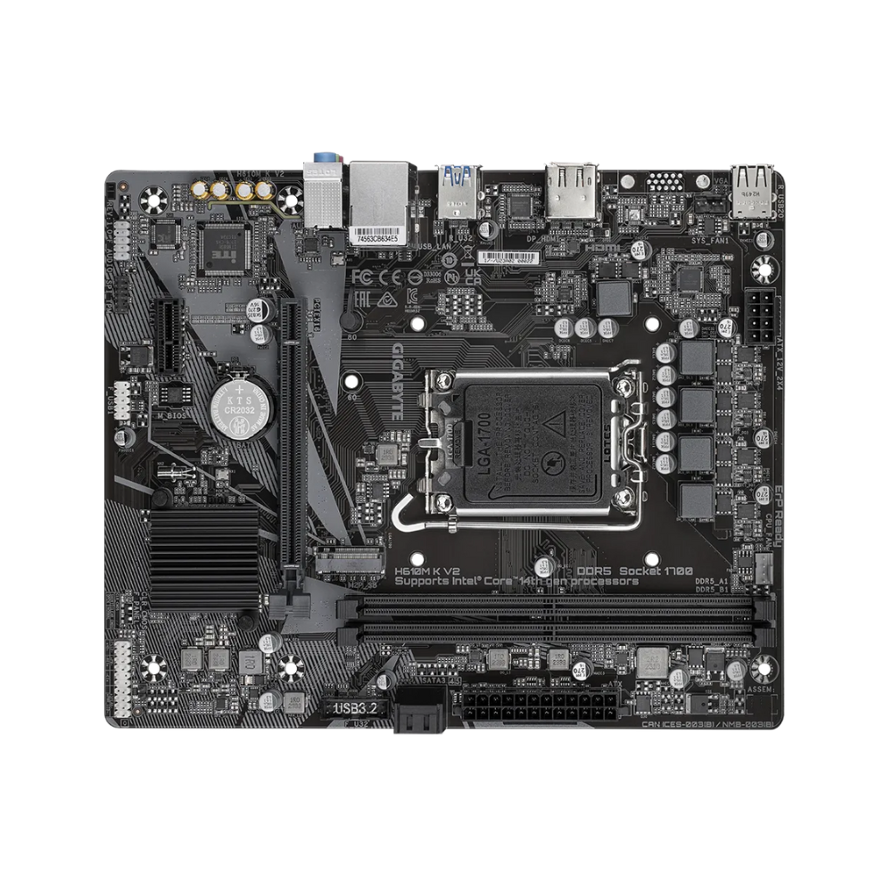 Tarjeta madre Gigabyte H610M K V2 socket 1700 Gen 12/13/14 2xDDR5 1xHDMI 1xDP Micro ATX