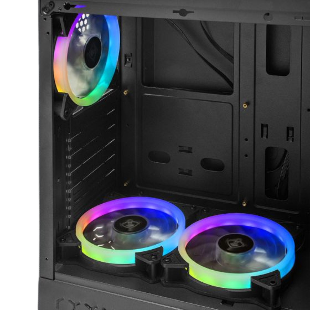 Gabinete Yeyian Crescent ATX, 3 Ventiladores ARGB, Cristal Templado (YCH-LAR7-01BK)