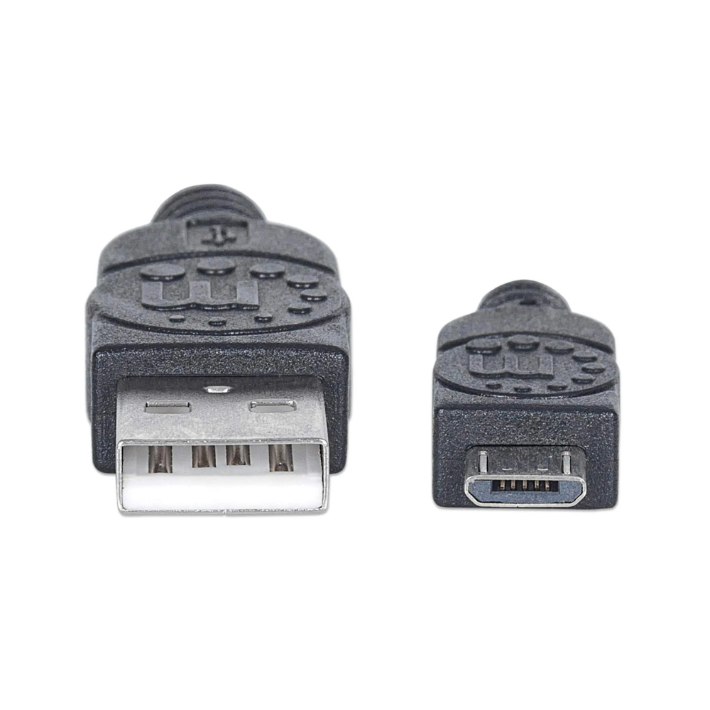 Cable USB 2.0 A - Micro B 3.0M Negro PVC Manhattan (325684)