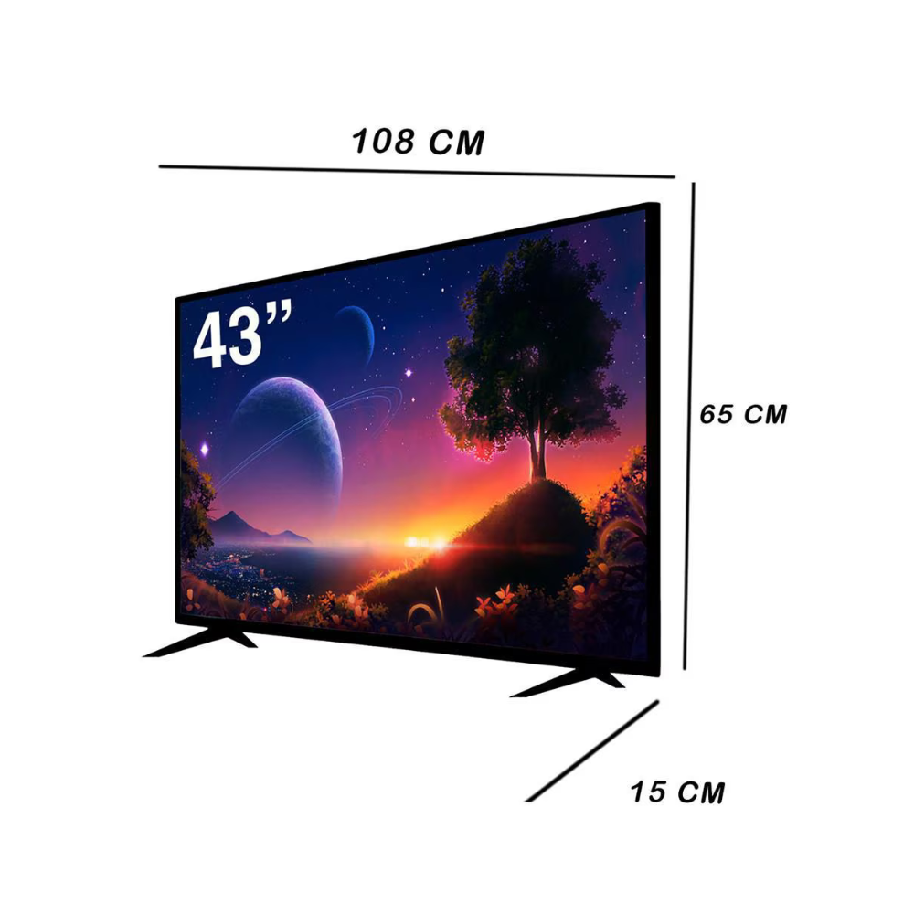 Televisión Smart Quaroni FHD para Netflix 43", 1080P, WiFi, 3 HDMI, 2 USB, RCA, Óptico, 3.5mm, 60Hz
