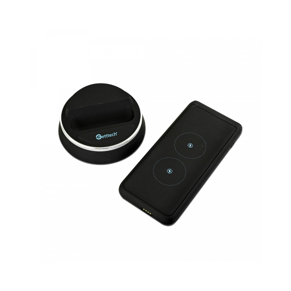 Power Bank GETTTECH GCA-16501 Atom 10000 mAh con Carga Inalámbrica, Base y Carga Rápida QC