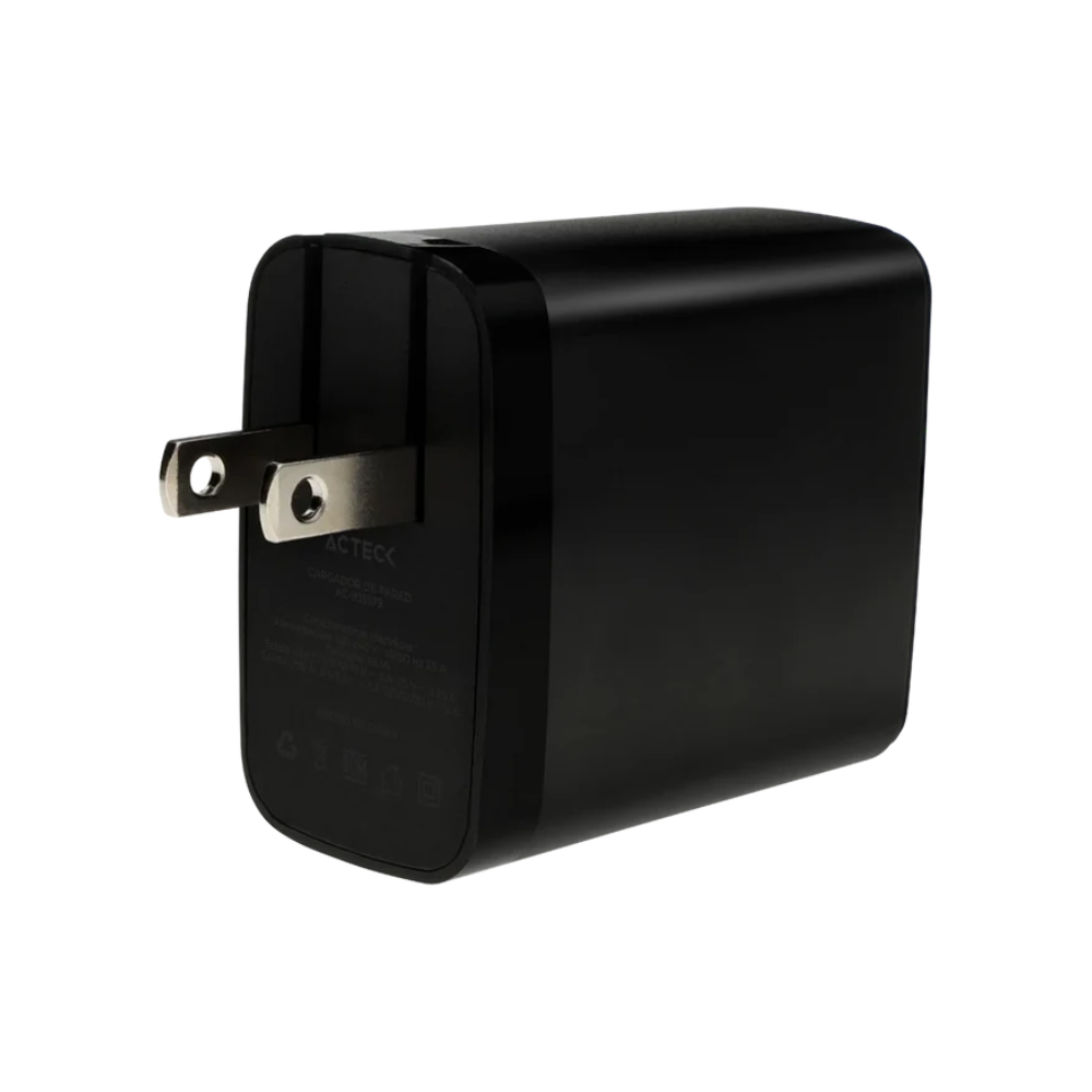 Cargador Turbo Acteck 65W con Tecnología GaN y 2 Puertos USB-C