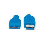 Cable USB 3.0 A Macho a Micro B Macho 2M 5Gbps Azul Manhattan (325424)