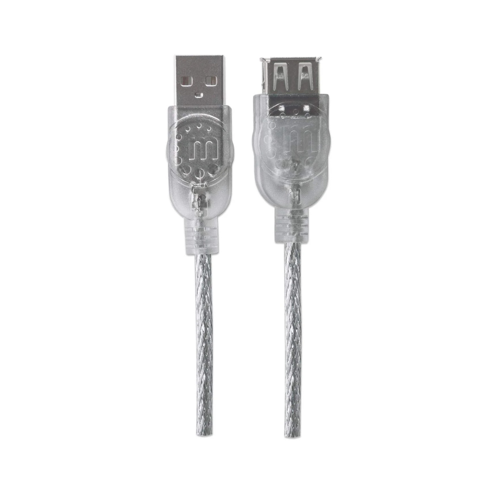 Cable Extensión USB V2.0 M-H 3.0M Plateado 480Mbps Manhattan (340496)