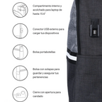 Mochila Backpack Tech Zone Glad TZ21LBP01-B para Laptop de 15.6"