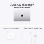 MacBook Pro 14" M4 10CPU/10GPU 16GB 512GB SSD Thunderbolt 4 HDMI USB-C 70W Plata
