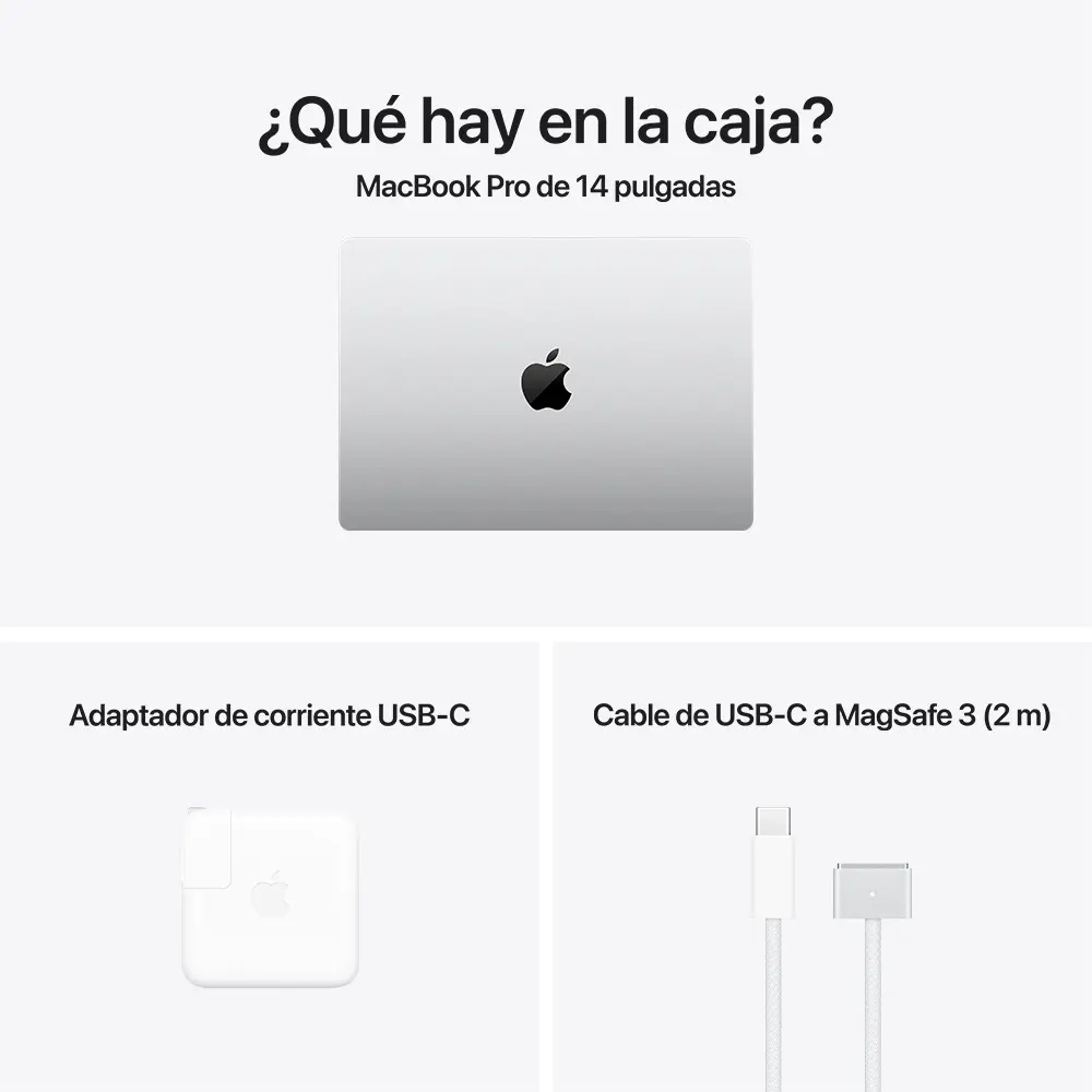 MacBook Pro 14" M4 10CPU/10GPU 16GB 512GB SSD Thunderbolt 4 HDMI USB-C 70W Plata