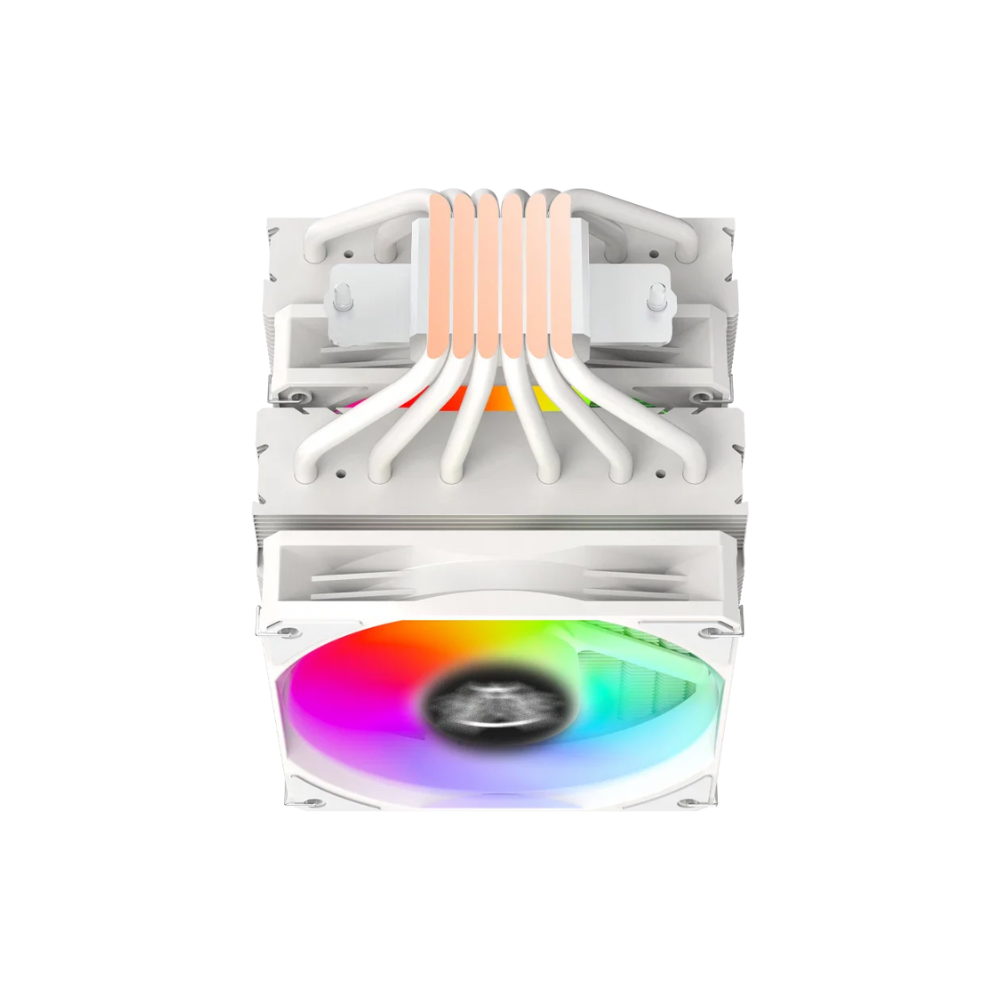 Enfriamiento de Aire Balam Rush Nitrox NX70 Blanco 6 Tubos de calor de cobre + 2 Vent Silencioso de 120 mm ARGB Torre de Calor en Aluminio