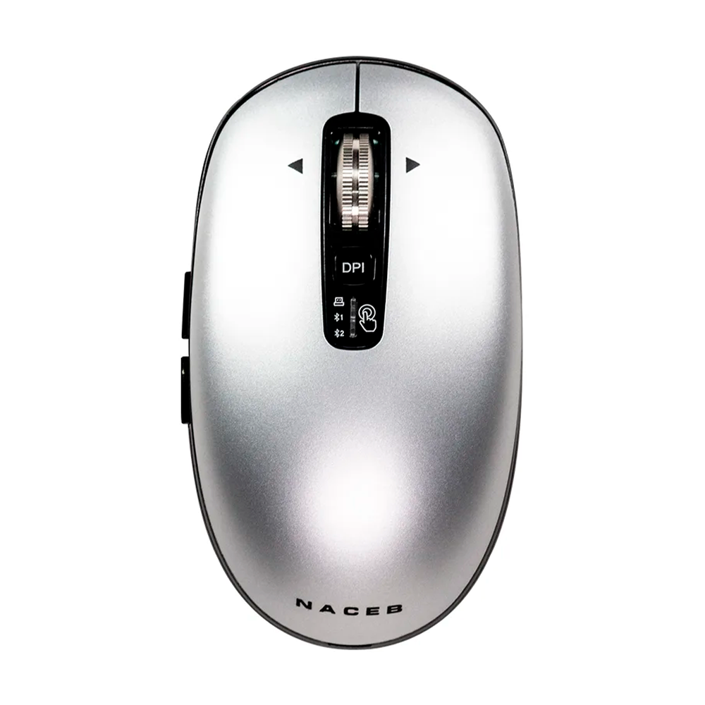 Mouse Inalambrico Naceb slim color Gris USB 3200 DPI 5 botones
