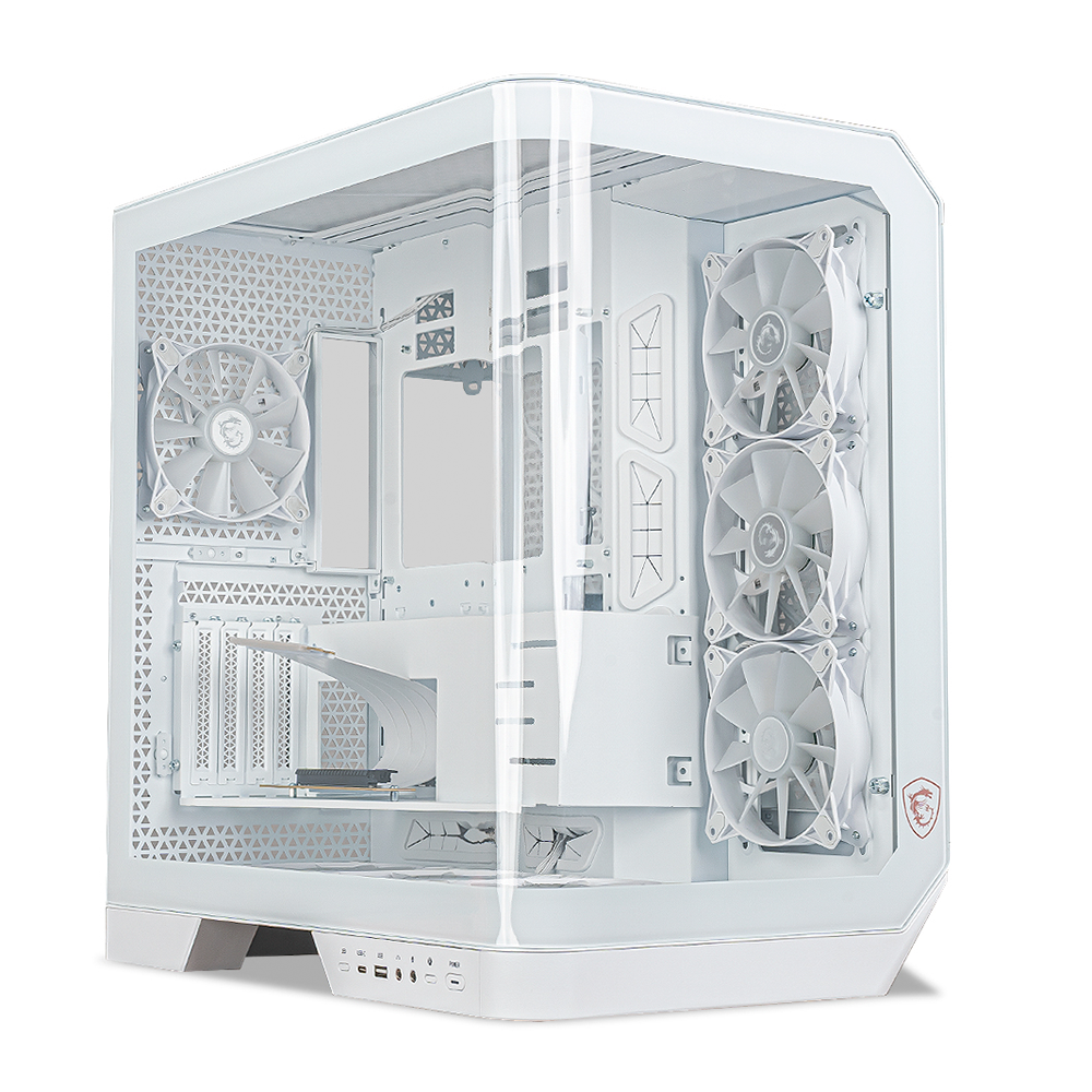 Gabinete MSI MAG PANO 120R PZ WH Blanco Cristal Templado 270grados Media Torre E-ATX (up to 305 x 280 mm) 1x 120mm PWM ARGB 3x 120mm PWM ARGB Fan (reverse-blade)