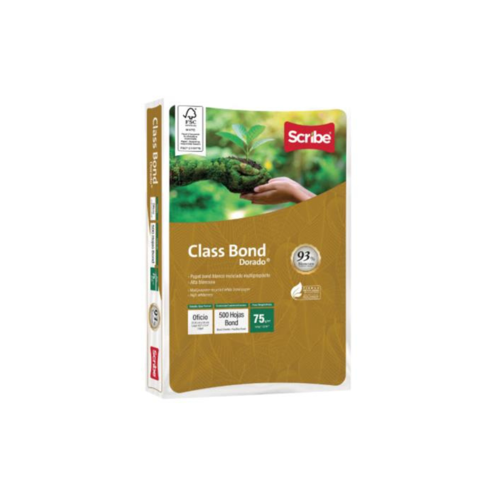 Papel Cortado Scribe Class Bond Dorado Oficio 93% Blancura 75g C/5000