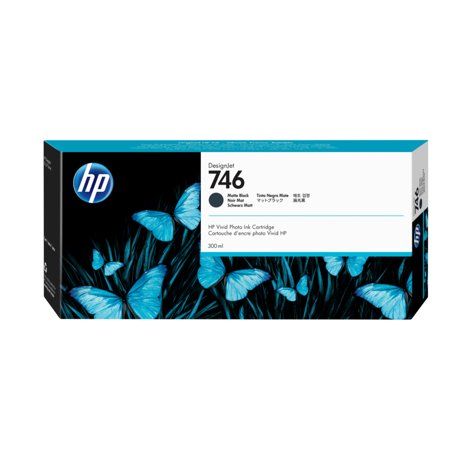Tinta HP LF 746 Negro Mate Para DesignJet Z6 / Z9 — Contenido 300ml