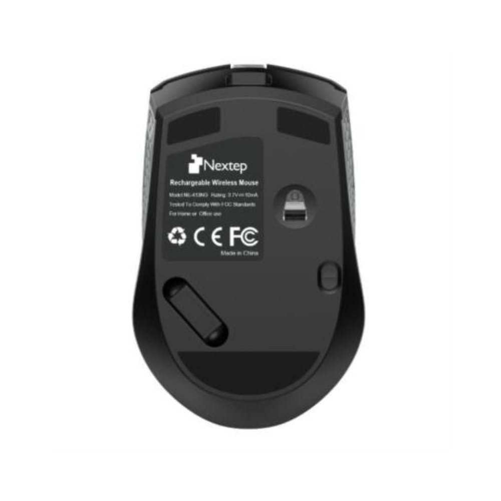 Mouse Nextep Inalámbrico Recargable, Switch de Encendido, 1600 DPI, Negro/Gris