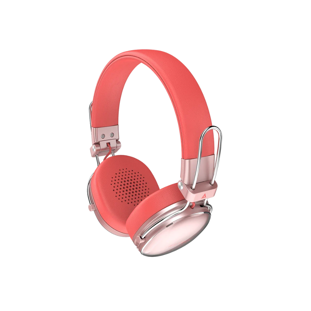 Audi­fonos Inalambricos Acteck Over Ear Luxe Chic HP710 Salmon Bluetooth 5.4 Cancelacion de ruido Hibrido Microfono Omnidireccional