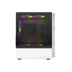 Gabinete Balam Rush Nyx GI730 Blanco Mini Torre Max MB ATX Panel Izquierdo Con Cristal Frente Sólido Con Ranura 1xUSB 3.0 3 Ventiladores RGB