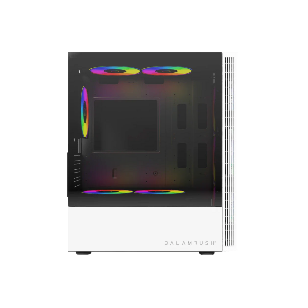 Gabinete Balam Rush Nyx GI730 Blanco Mini Torre Max MB ATX Panel Izquierdo Con Cristal Frente Sólido Con Ranura 1xUSB 3.0 3 Ventiladores RGB