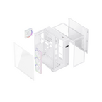 Gabinete Balam Rush Thank Expert Curve 7400 Mini Torre Blanco Cristal Sin Bordes Con Indicador Térmico 4 Ventiladores ARGB ATX / Micro ATX / Mini ITX Sin Fuente