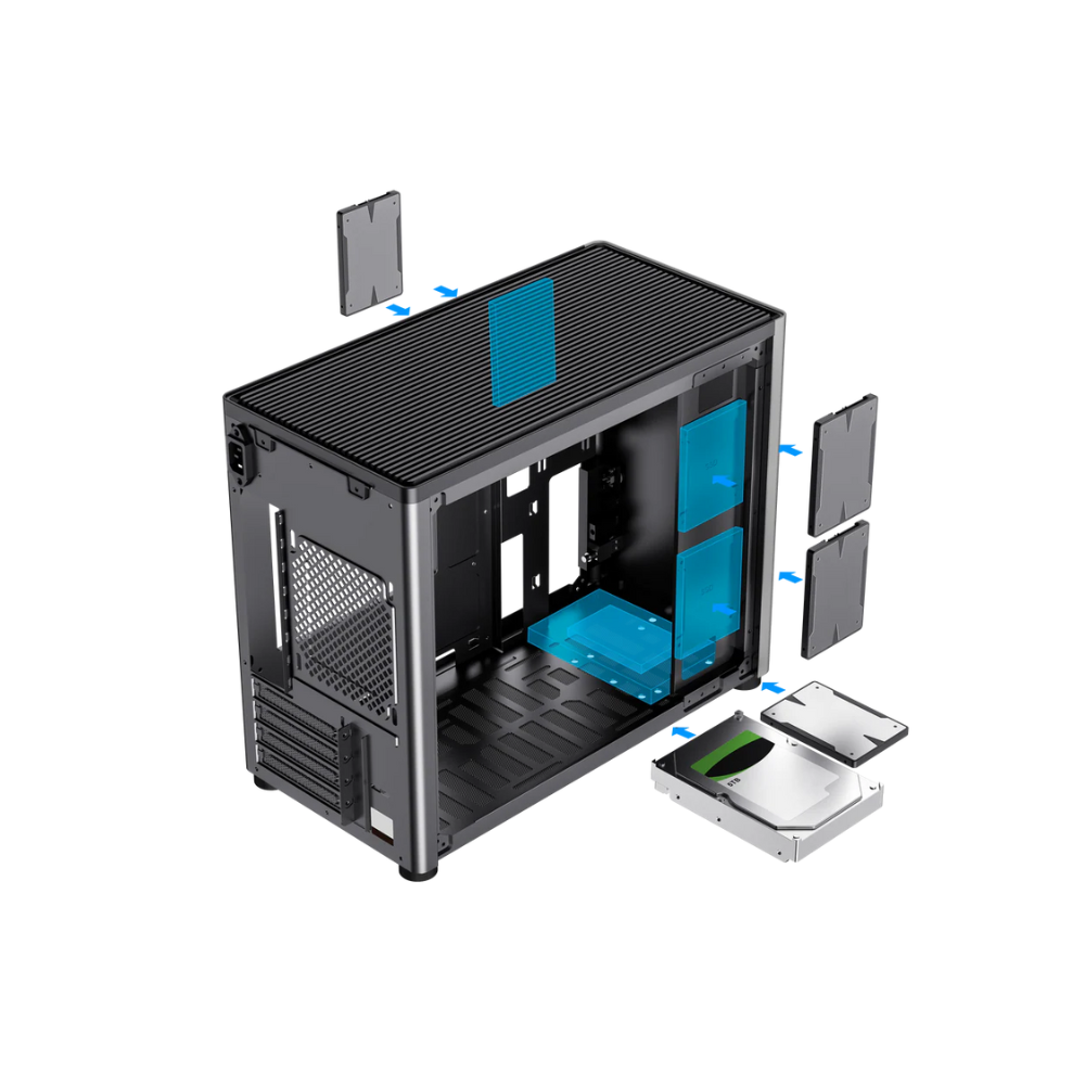 Gabinete Balam Rush Eris Special GI985 Gris Micro Torre Sin Fuente Con Cristal