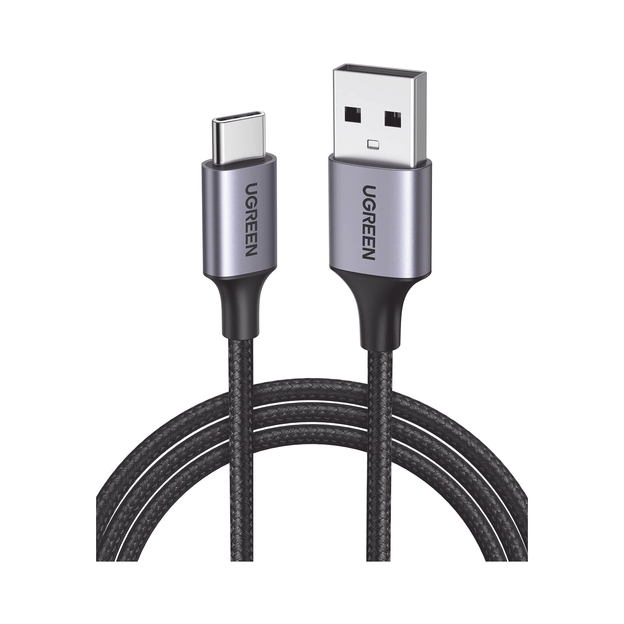 Cable USB A a USB C 2m 480Mbps Carga Rápida QC 4.0 FPC AFC Protección Aluminio Nylon Negro