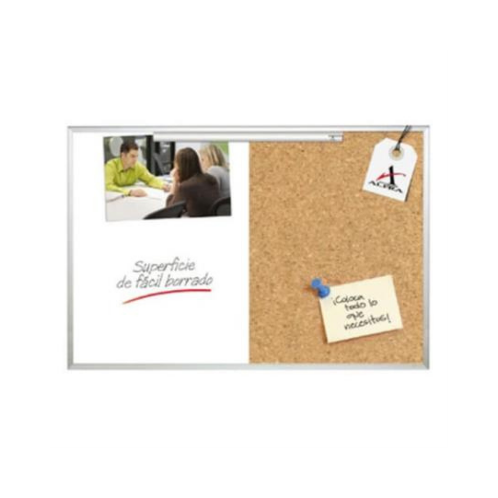 Pizarron Alfra Mixto Blanco/Corcho 90X120 Con Sujeta Documen