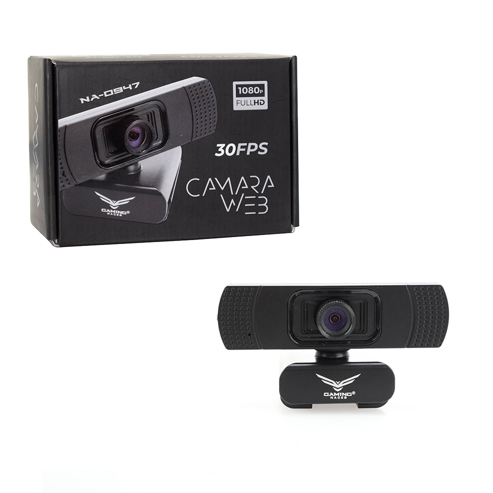 Camara web Naceb FULL HD 1080P 30FPS rotacion 360, con microfono USB 2.0 color Negro