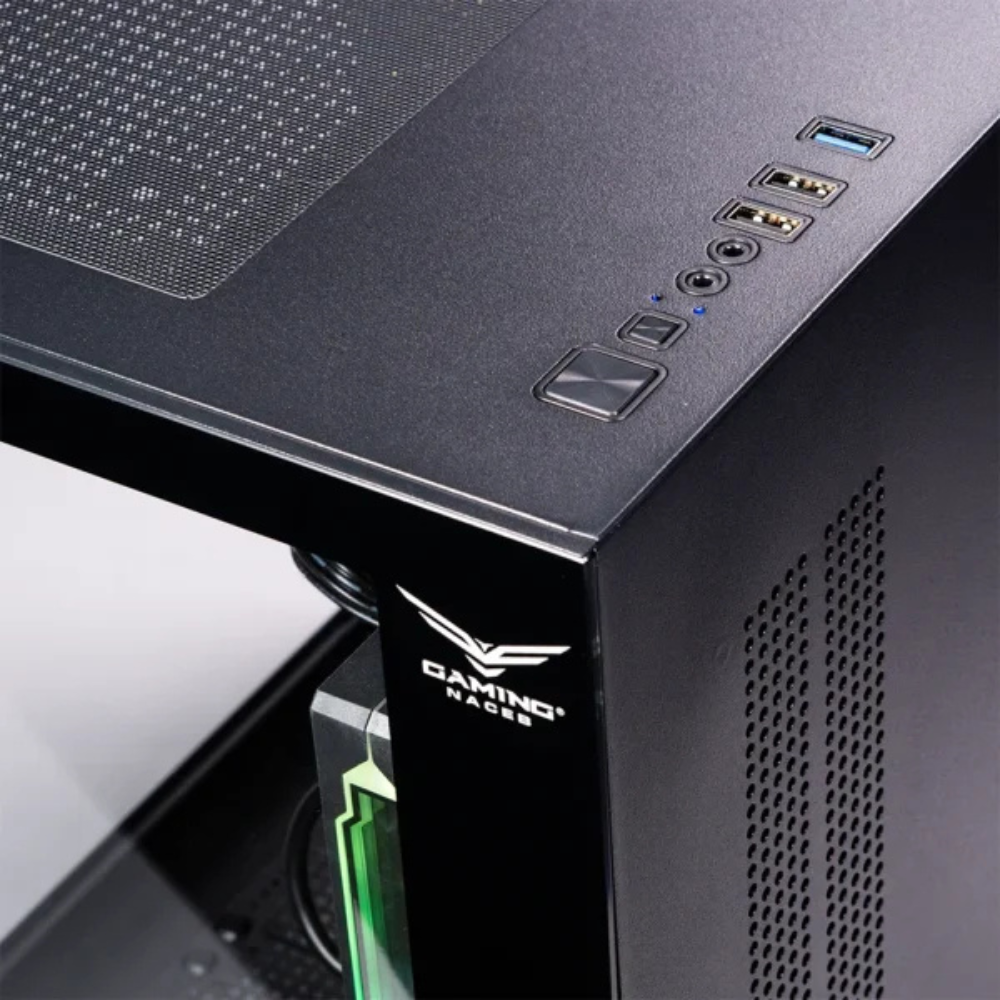 Gabinete Naceb gamer con ventana M-ATX con 3 Vnetiladores RGB color Negro