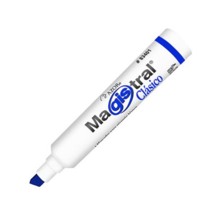 Marcador Magistral Clásico Plástico Pizarrón Blanco Azul C/12 Pzas