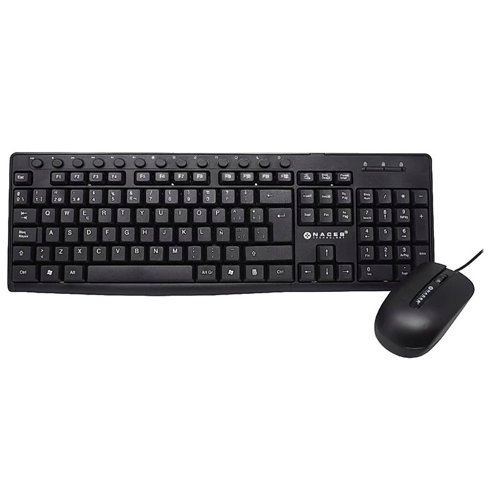Kit Teclado y Mouse Naceb Alámbrico Negro NA-112N USB