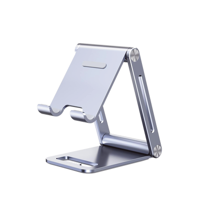 Soporte Teléfono Aluminio Ajustable Compatibilidad 4.7 a 7.9 Antideslizante Antiarañazos Plegable Azul