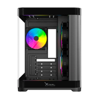 Gabinete Curvo Xzeal M-ATX/ITX 2x USB 2.0 + 1x USB 3.0 + 3.5 mm + 3 Ventiladores RGB Negro