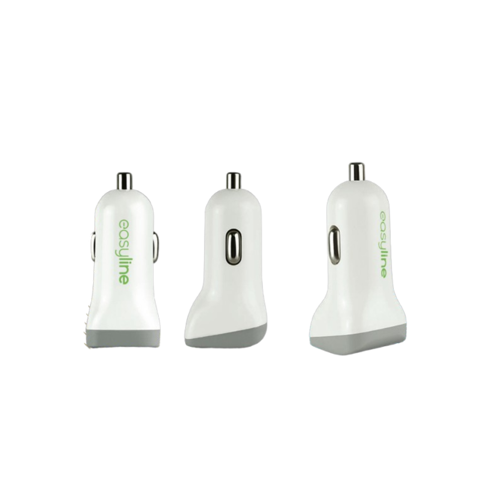 Cargador Easy Line para Auto USB 2.0 Dual, Smartphone y Tablet, Blanco (EL-994084)