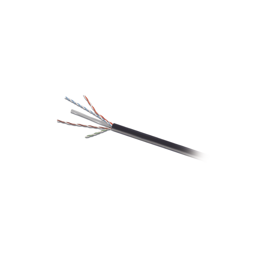 Bobina de Cable UTP 305m 4 Pares, Cat6, 23 AWG, Para Exterior con Gel, Climas Extremos, Enterrado Directo, Negro
