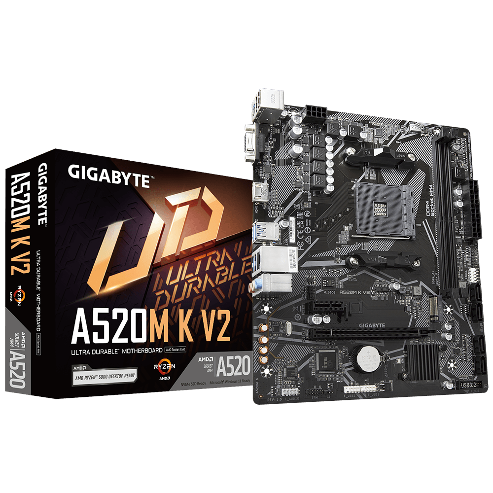 Tarjeta Madre Gigabyte AMD A520M K V2, Socket AM4, 2xDDR4, HDMI/VGA, Micro ATX
