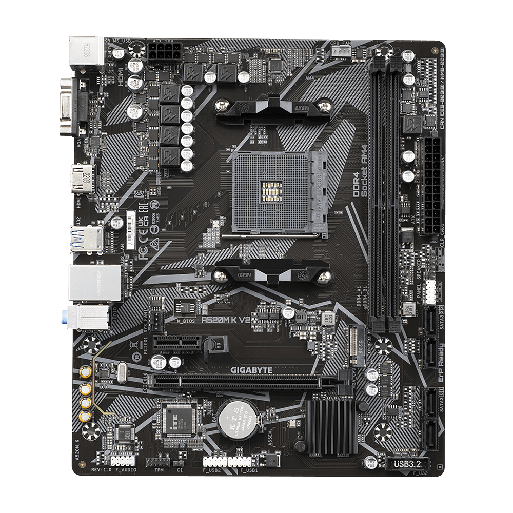 Tarjeta Madre Gigabyte AMD A520M K V2, Socket AM4, 2xDDR4, HDMI/VGA, Micro ATX