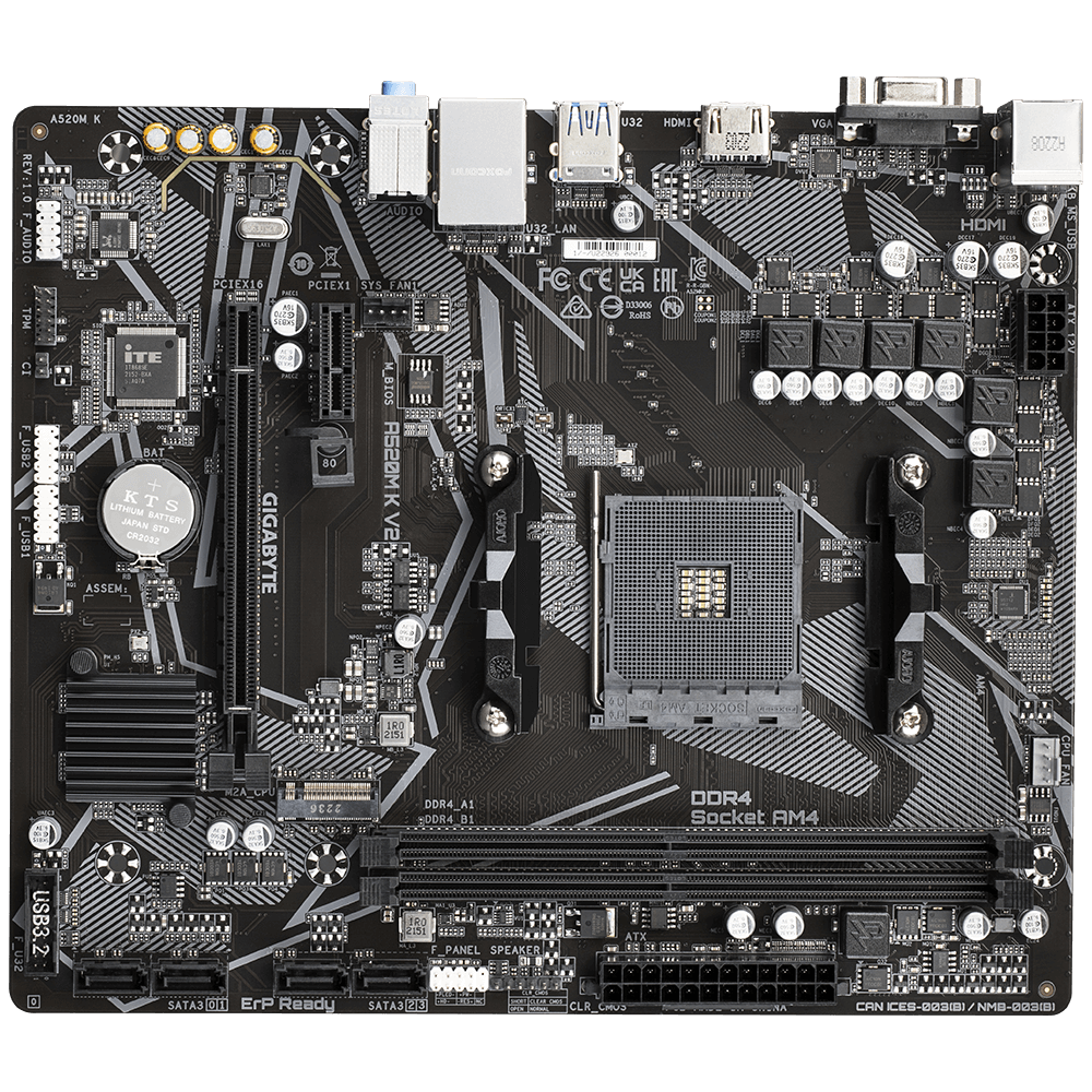 Tarjeta Madre Gigabyte AMD A520M K V2, Socket AM4, 2xDDR4, HDMI/VGA, Micro ATX