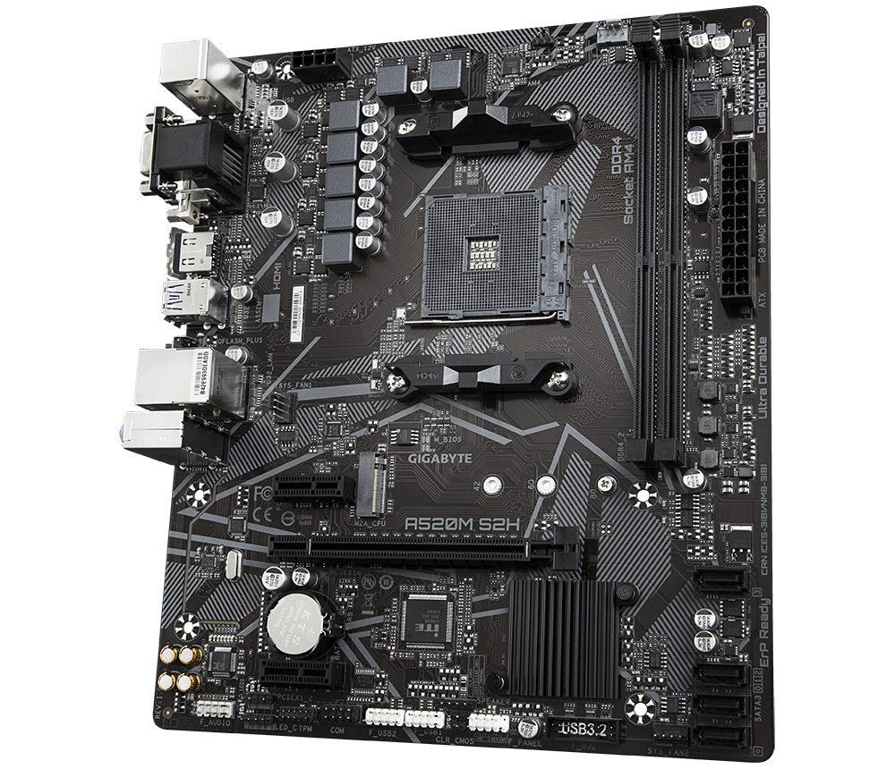Tarjeta madre Gigabyte A520M S2H AM4 2xDDR4 HDMI DVI-D M-ATX