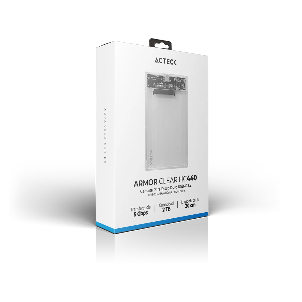 Enclosure Acteck SSD ARMOR CLEAR HC440 2.5 USB C 3.2 SATA 2TB USB A 3.0 5GBps