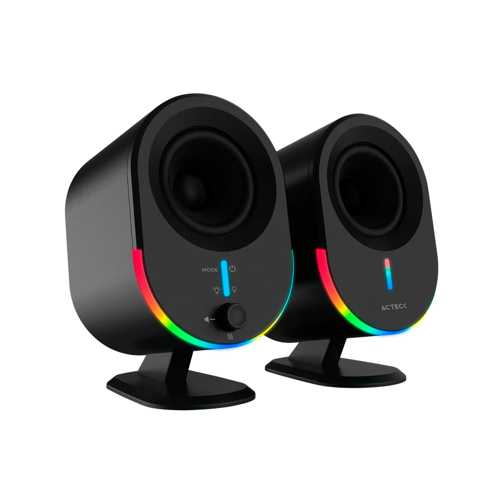 Bocinas Acteck Exact BS630 Negra Bluetooth 5.0 AUX 3.5mm USB Indicador LED