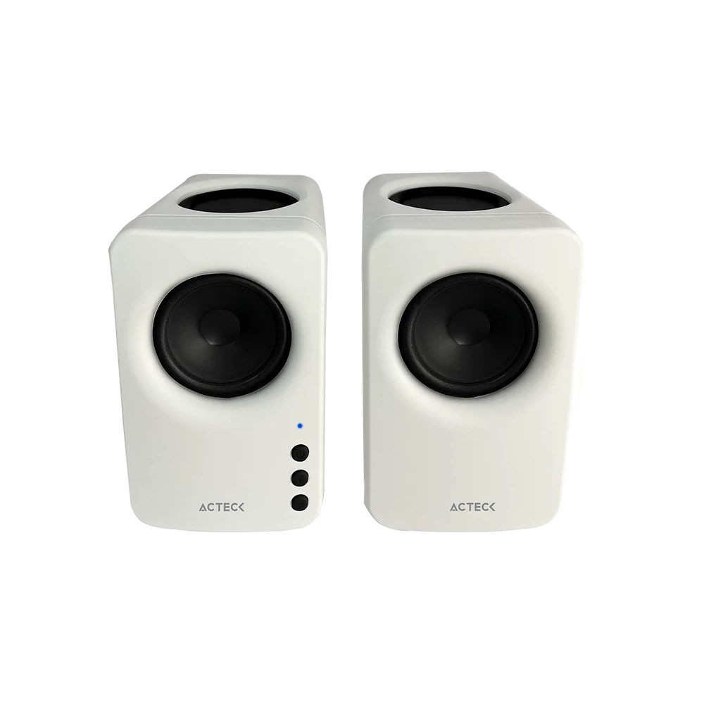 Bocinas Acteck Dynamic Exact Mini BS47 Blanco Bluetooth 5.0 10W 3.5mm adaptador de voltaje
