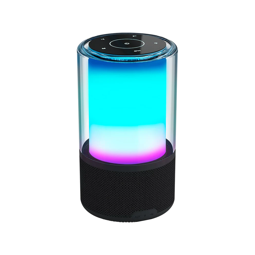 Bocina Acteck Glee Pure AP70 Negro portaitl Bluetooth 5.2 Iluminacion de Efectos Series bateria recargable 5h 20W