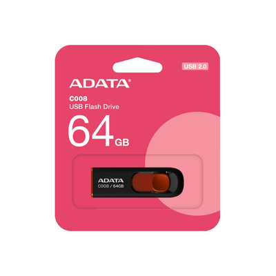 Memoria Flash Adata C008 64GB USB 2.0 Negro/Rojo (AC008-64G-RKD)