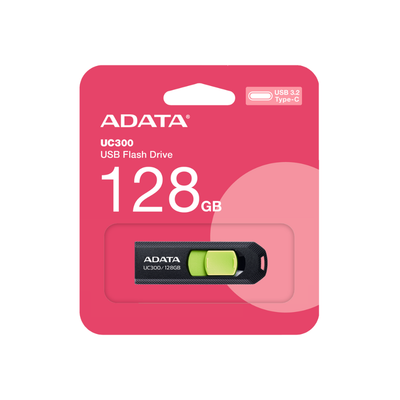 Memoria ADATA 128GB USB-C CHOICE UC300 3.2 Negro con Verde ACHO-UC300-128G-RBKGN