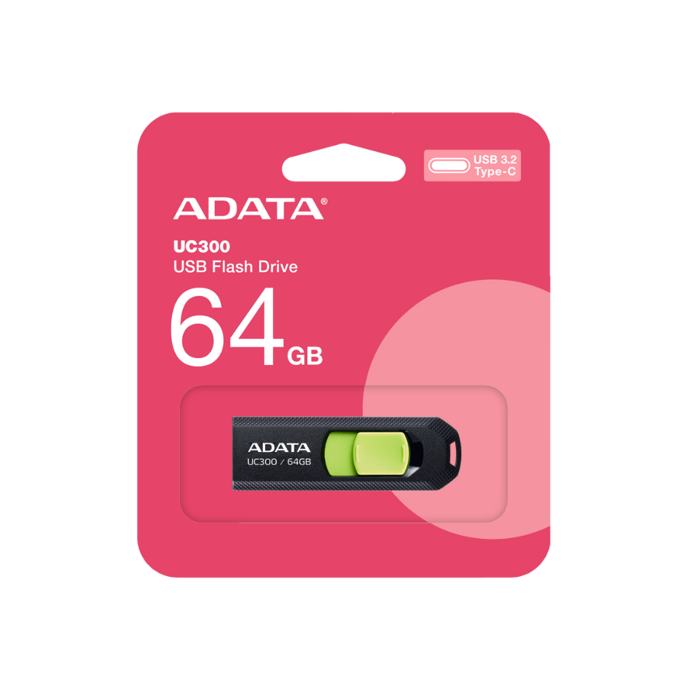 Memoria ADATA 64GB USB C 3.2 negro/verde UC300 ACHO-UC300-64G-RBKGN