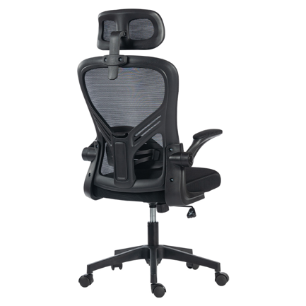 Silla Acteck De Oficina Flux Base Ec343Hr Soporta Hasta 100 Kg Reposabrazos Abatibles 90° Marco Y Malla Negra