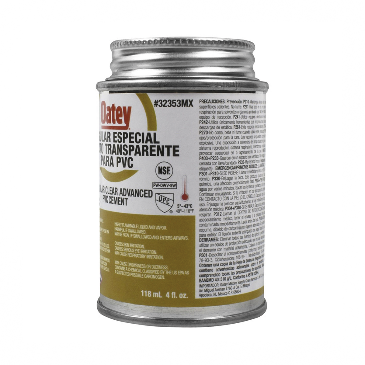 Cemento Transparente para Tubo Conduit PVC de 118 ml
