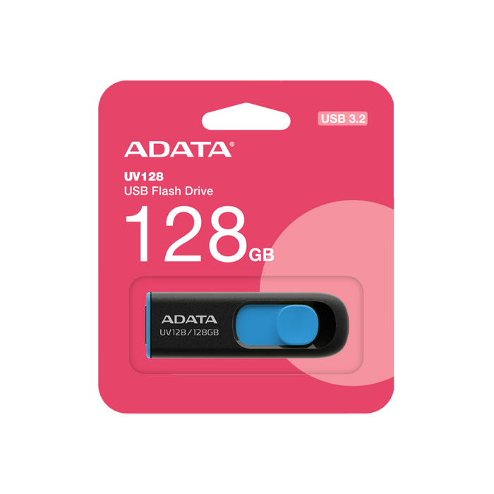 Memoria Flash Adata UV128 128GB USB 3.2 Negro/Azul (AUV128-128G-RBE)