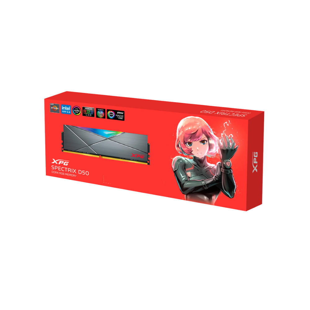 Memoria ADATA XPG 16GB DDR4 3200MHz D50 RGB Spectrix disipador gris AX4U320016G16A-ST50